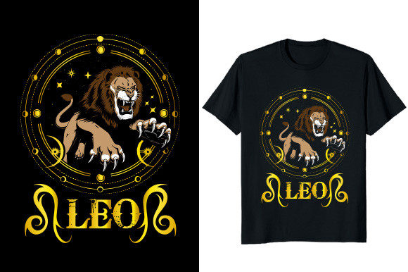 Unleash Your Inner Lion: Leo Zodiac Graphic T-shirt Design